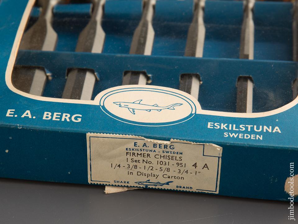 RARE Set of Six E.A. BERG ESKILSTUNA Tang Firmer Chisels MINT in Original Box! - 87053