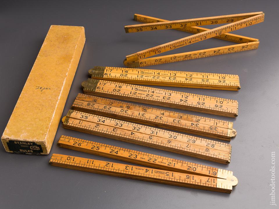 Full Box of Six STANLEY No. 66 1/2 Carpenter's Rules MINT in Original Box - 87084