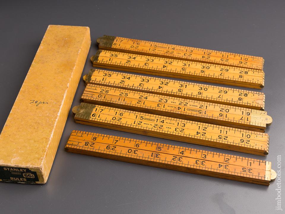 Full Box of Six STANLEY No. 66 1/2 Carpenter's Rules MINT in Original Box - 87084