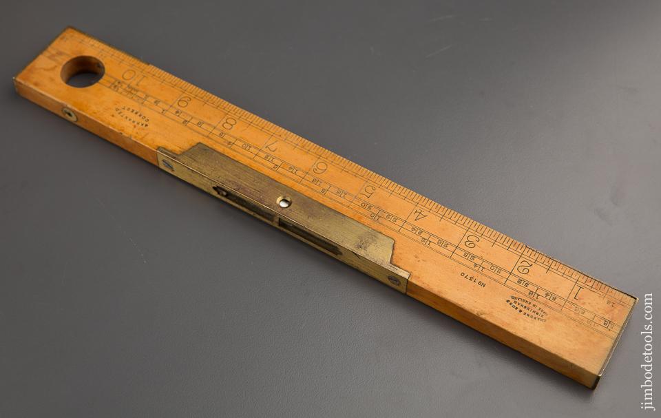 Extra Fine RABONE No. 1370 Boxwood & Brass Twelve inch Rule with Level - 87107