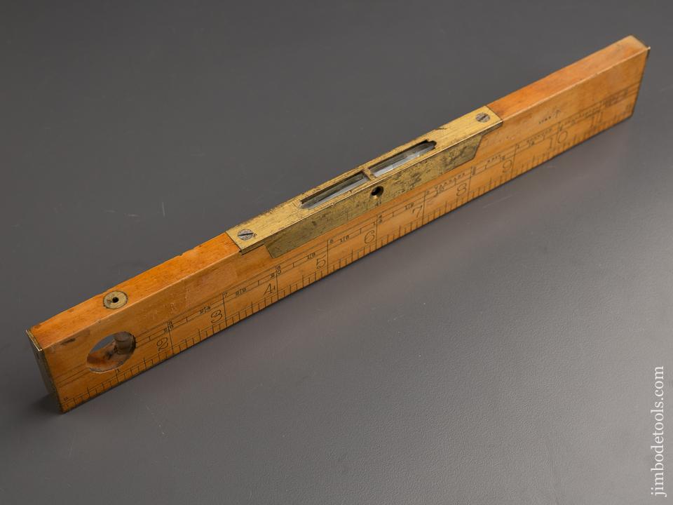 Extra Fine RABONE No. 1370 Boxwood & Brass Twelve inch Rule with Level - 87107
