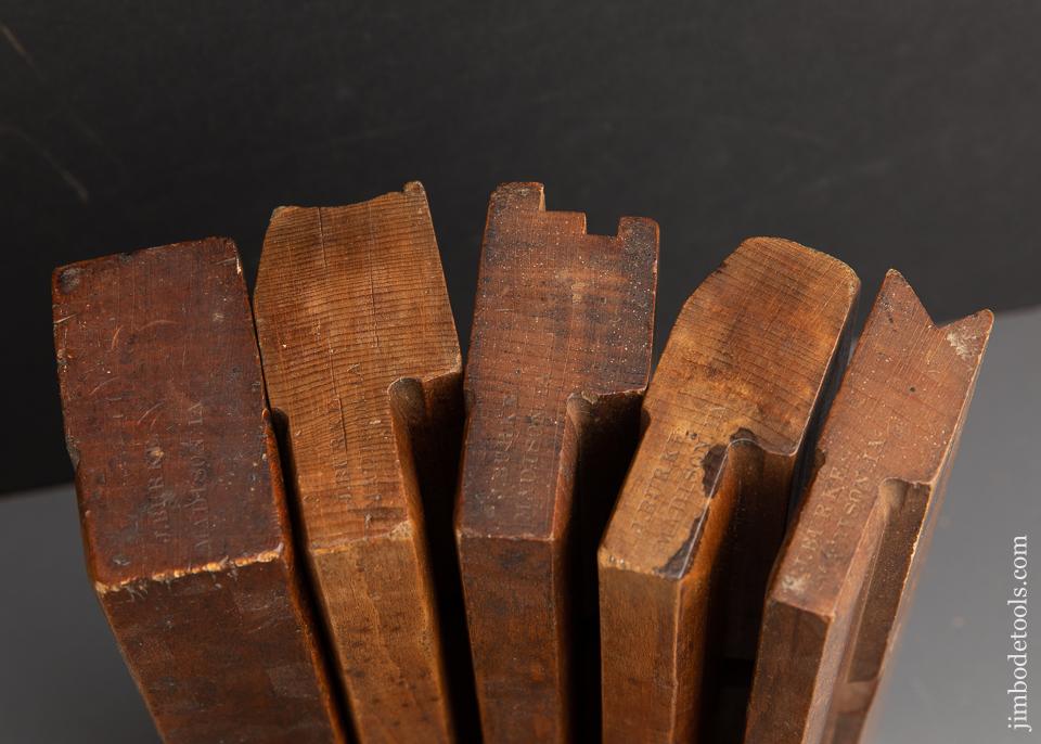 Set of Five J. BURKE Planes circa 1844 GOOD+ to FINE 3 Stars -- 87119