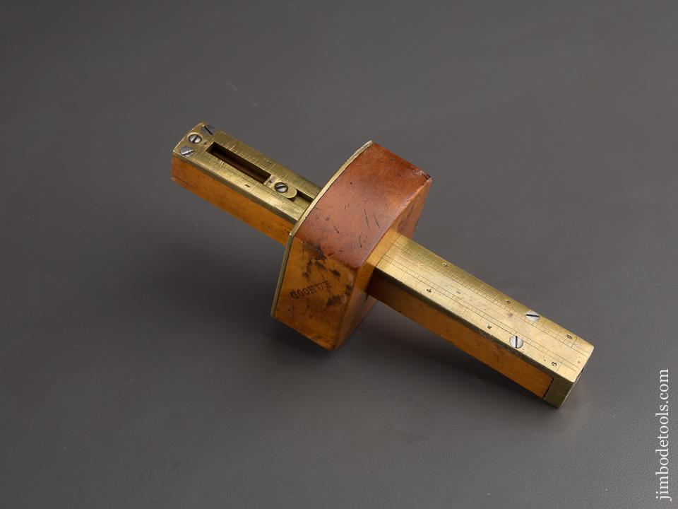 Stunning Boxwood & Brass Mortise Gauge by G. WHEATCROFT NEWARK NJ - 87128U