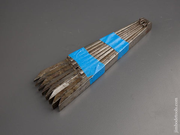 Extra Fine! MOULSON BROS User Set of 8 Graduated Plow Plane Irons - 87216