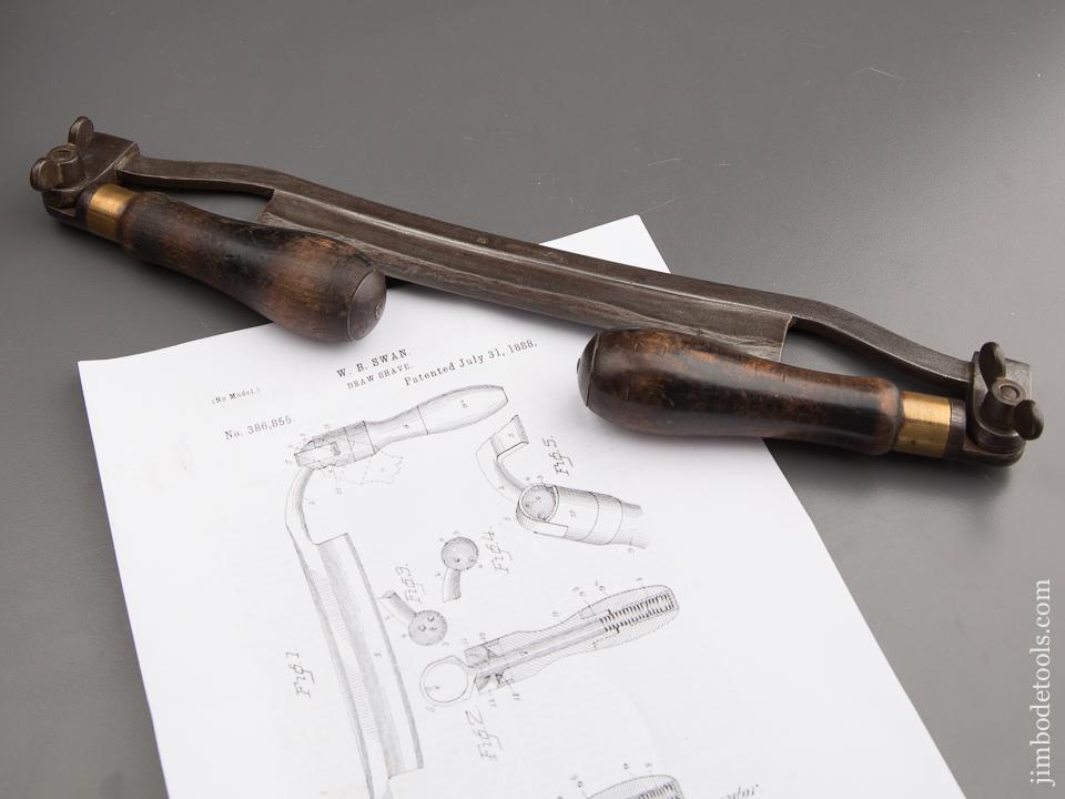 W.B. SWAN Patent July 31, 1888 Folding Ten inch JAMES SWAN Draw Knife - 87265