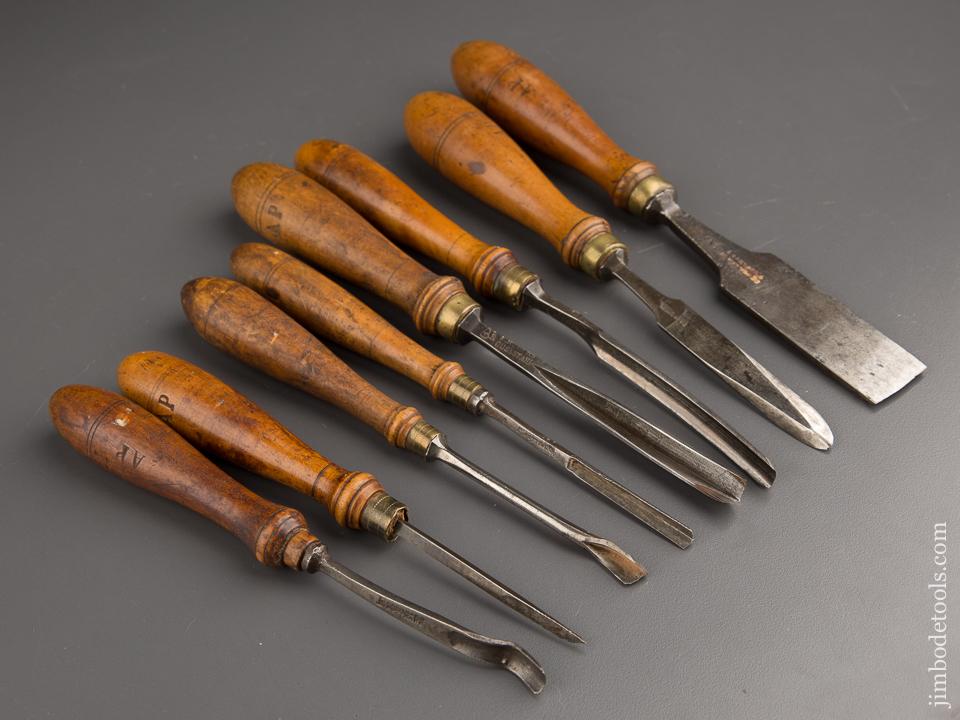 Set of Eight Dutch Carving Chisels with Boxwood Handles - 87298