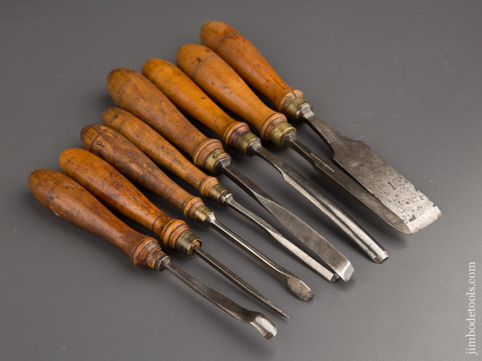 Set of Eight Dutch Carving Chisels with Boxwood Handles - 87298