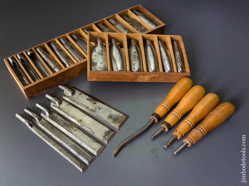 RARE & FINE! 27 Piece Pattern Maker's Chisel & Gouge Set by ADAMS & NELSON CO - 87331