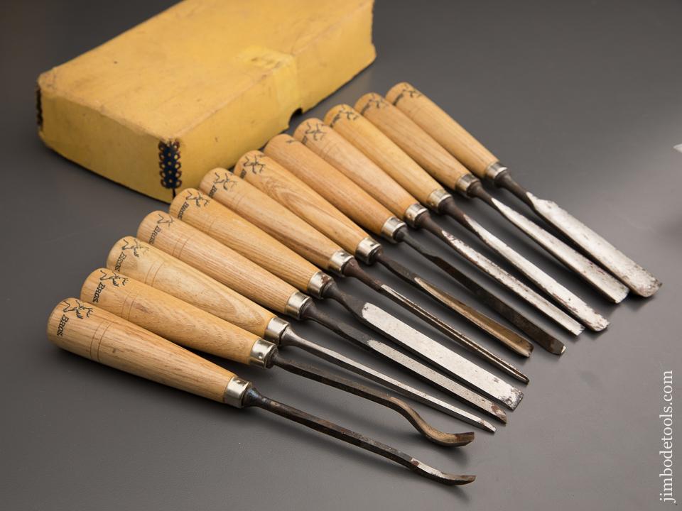 NEW OLD STOCK Set of Twelve BUCK BROS Carving Gouges in Original Box ...