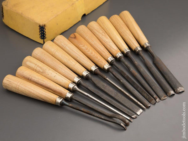 NEW OLD STOCK Set of Twelve BUCK BROS Carving Gouges in Original Box ...