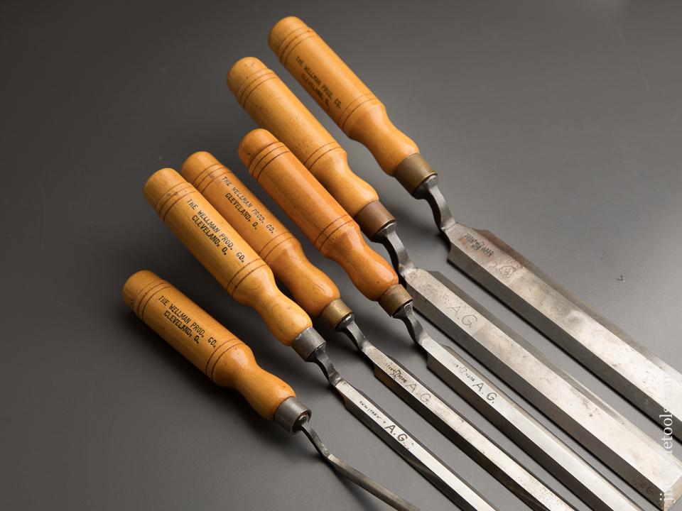 Extra Extra FINE Set of Six BUCK BROS Pattern Maker's Crank Neck Paring Chisels - 87404