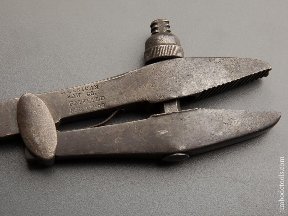 Rare! Nine inch AMERICAN SAW CO Patent April 8, 1890 Alligator Wrench - 87408