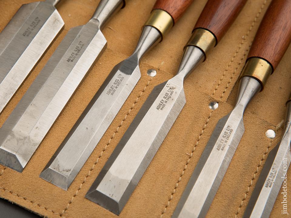 MINT Set of Ten ASHLEY ILES MK2 Bench Chisels in Leather Roll - 87434
