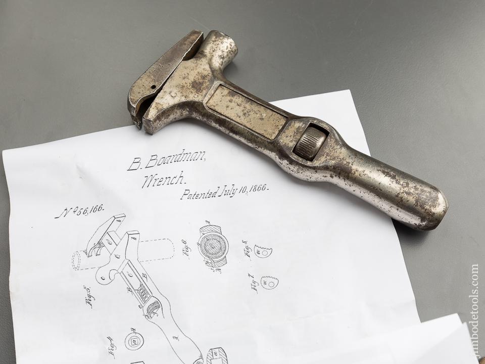 BOARDMAN Patent July 10, 1866 Adjustable Wrench Hammer Combination Tool by TOWER & LYON - 87466