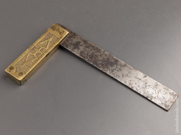 RARE Six inch DETROIT BEVEL & DIVIDER CO Brass Try Square - 87534