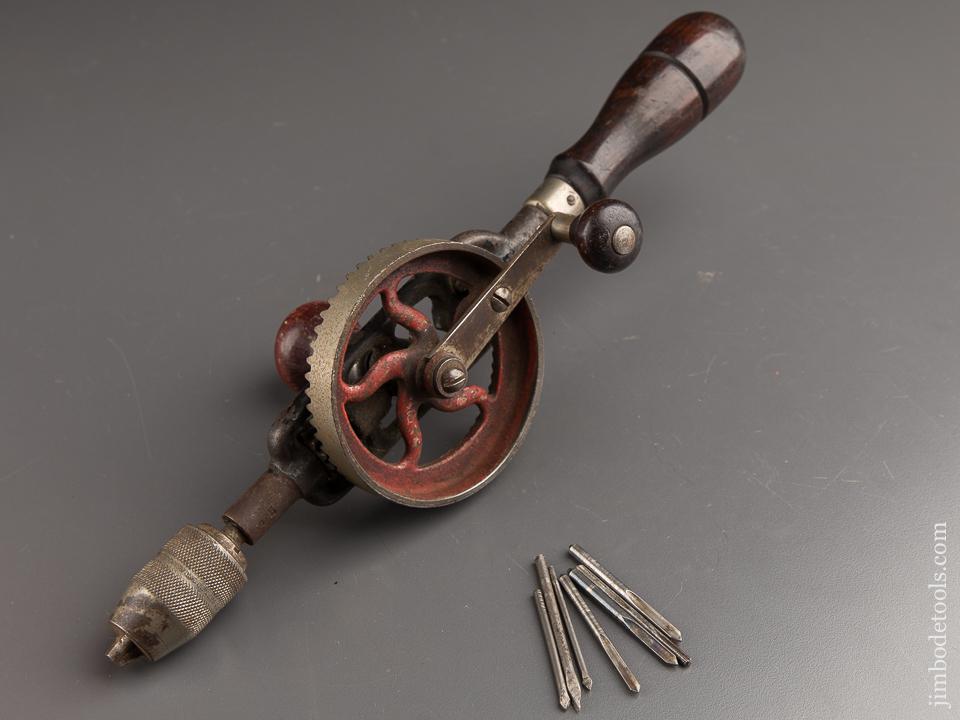 Rosewood Handled MILLERS FALLS Egg Beater Hand Drill with Nine Bits - 87456