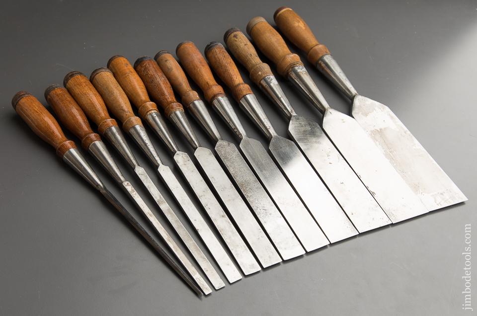 Fantastic Set of Twelve G.I. MIX & CO Socket Firmer Chisels in Canvas Roll - 87559