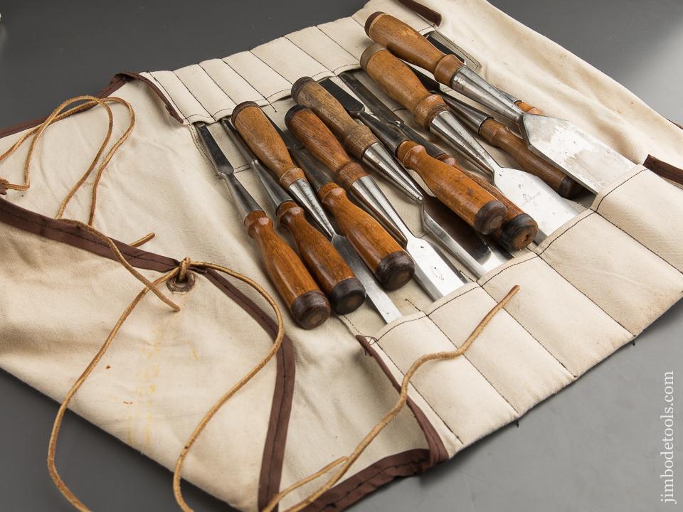 Fantastic Set of Twelve G.I. MIX & CO Socket Firmer Chisels in Canvas Roll - 87559