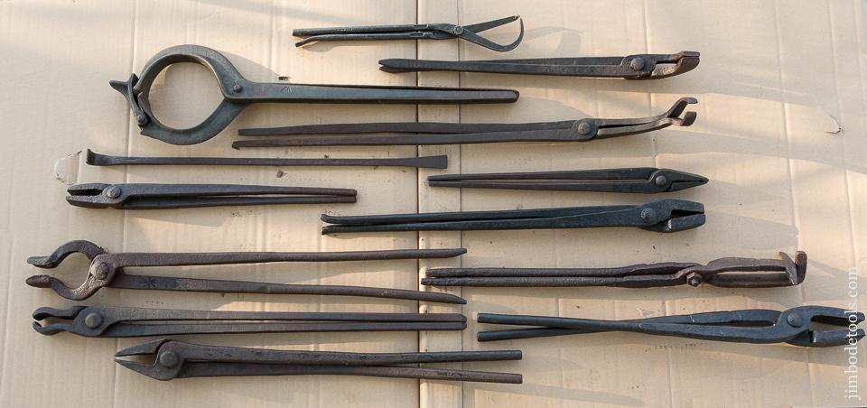 Great Collection of 13 Good Blacksmith's Tongs - 87683