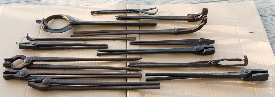 Great Collection of 13 Good Blacksmith's Tongs - 87683