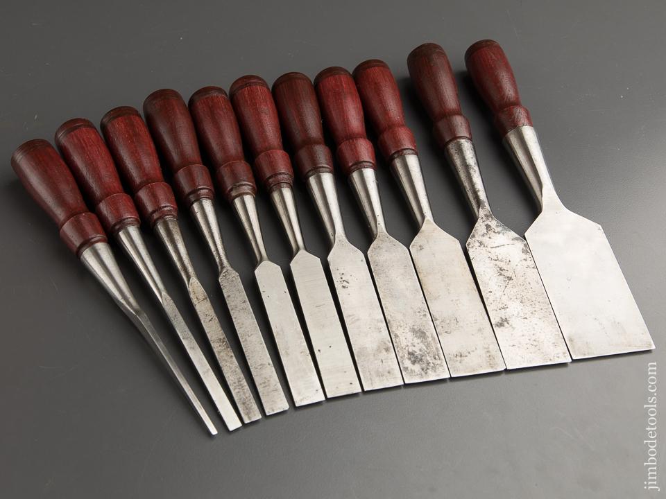 Stunning Set of Eleven STANLEY No. 750 Socket Chisels in Roll - 87711