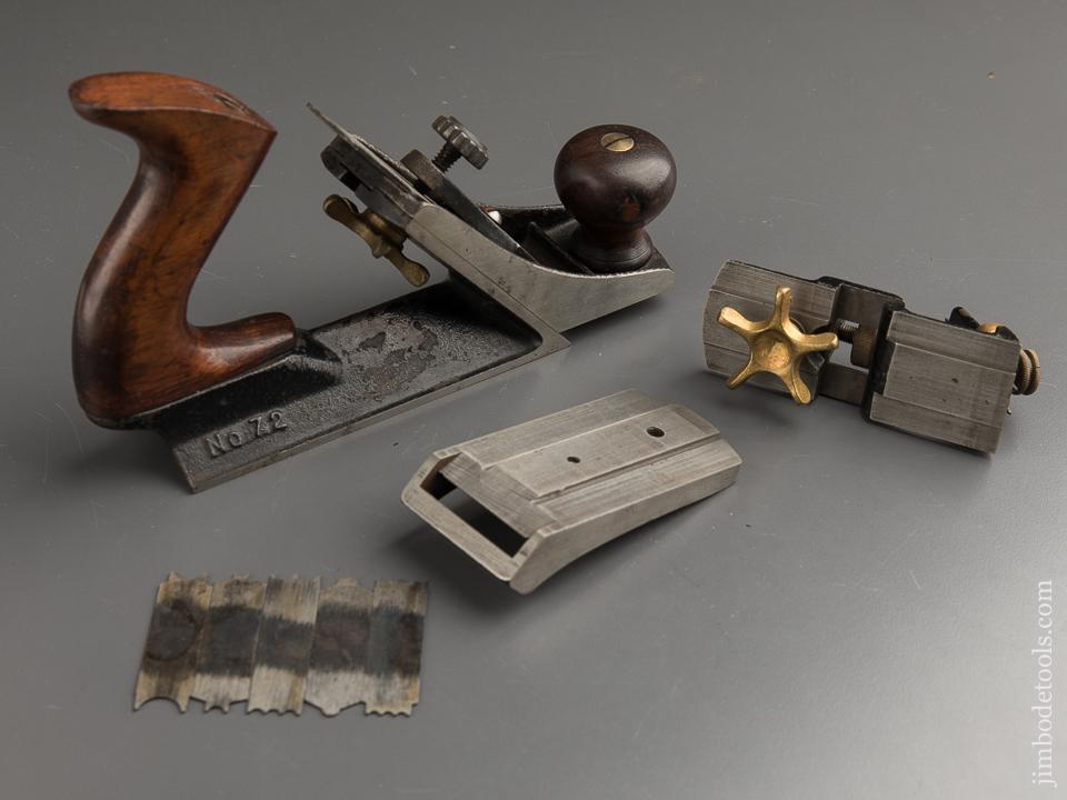 TRAUT Patent April 21, 1885 STANLEY No. 72 1/2 Chamfer Plane with Decal COMPLETE with ALL Six Cutters & Chamfer Iron AND All Three Nose Attachments! - 87746