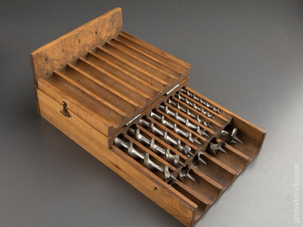 Put-Together Set of 13 IRWIN Style Auger Bits in Wooden Box - 87766