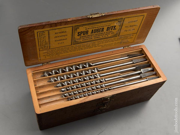 Complete Set of 13 RUSSELL JENNINGS Auger Bits in Original 3 Tiered Box - 87778