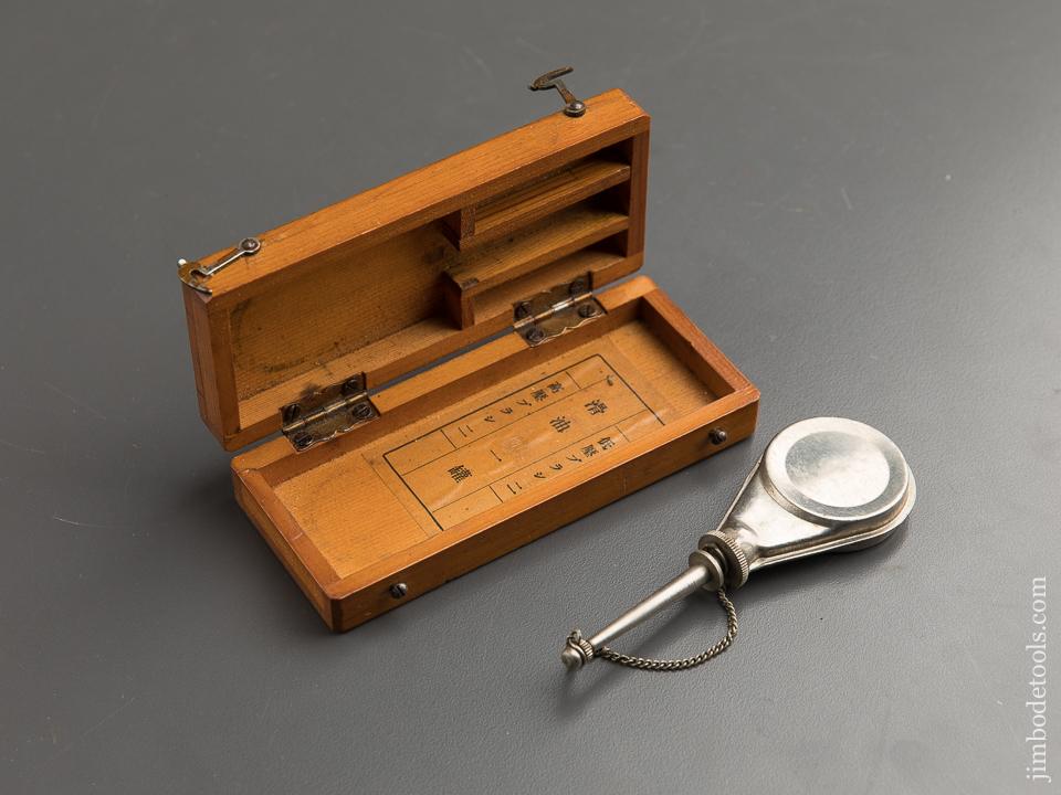 Lovely Four inch Oil Can with Cap in Original Wooden Box - 87844