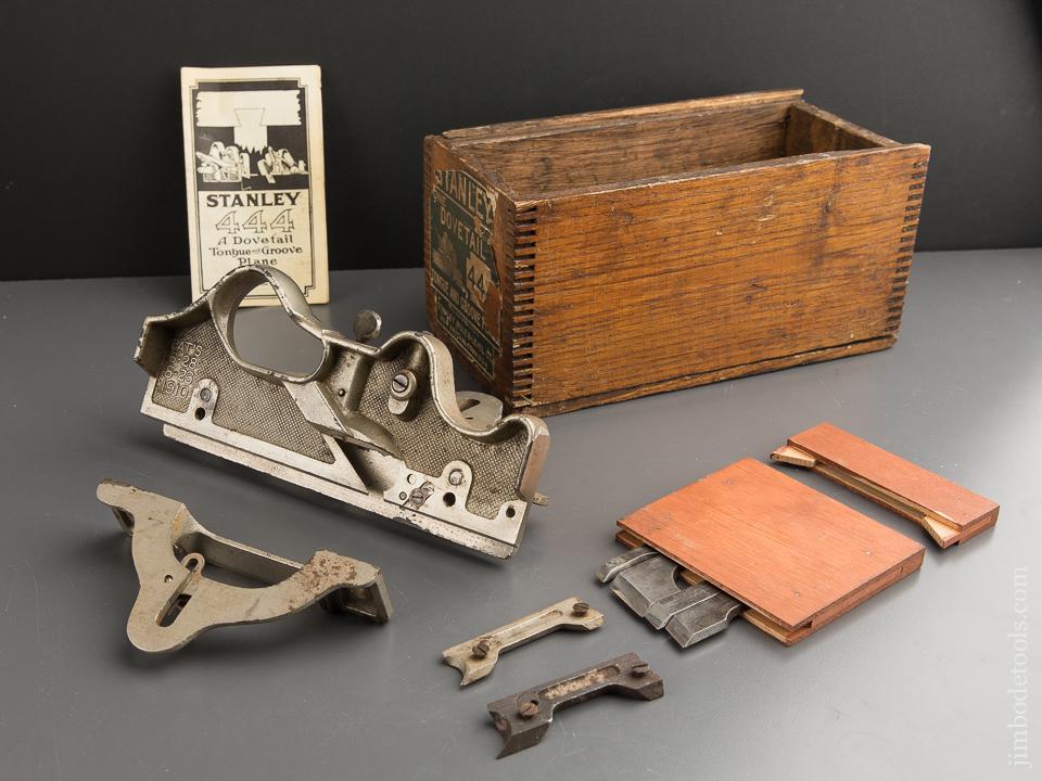 STANLEY No. 444 Dovetail Tongue & Groove Plane 100% COMPLETE in Original Box - 88024