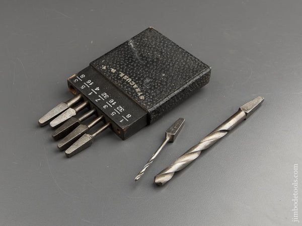 Set of Seven SYRACUSE TWIST DRILL CO Bits for Bit Brace in Original Box - 88080