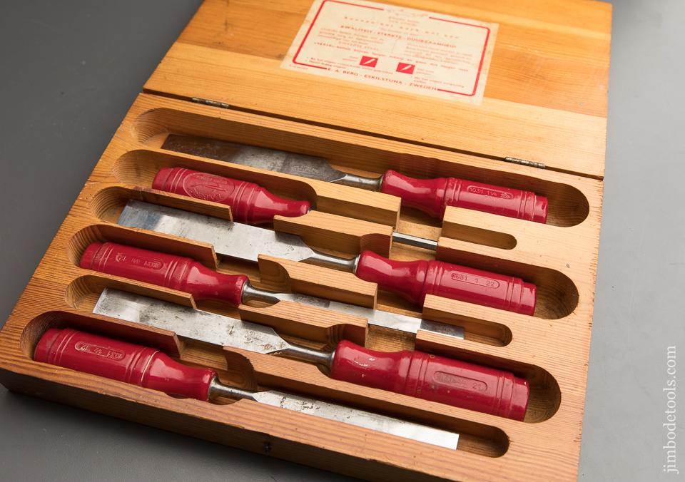 E.A. BERG ESKILSTUNA No. 9192 Wood Chisel Set of Six in Original Box - 88122