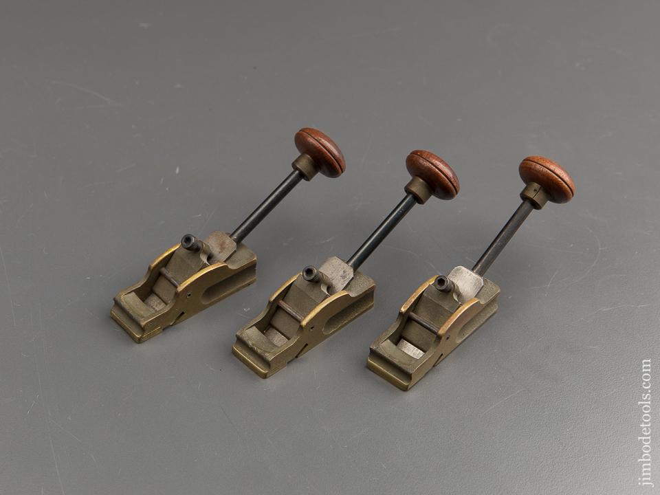 Three NEAR MINT Brass Tail Handled Violin Maker's Planes - 88139