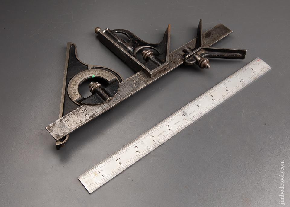 Twelve inch STARRETT Combination Square with Three Heads, Extra Scale - 88225