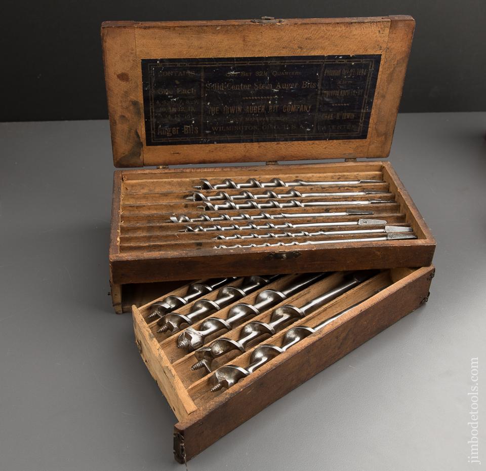 Complete Set of 13 IRWIN Auger Bits in Original Two Tiered Box - 88294