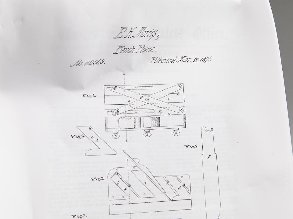 MORRIS Patent March 21, 1871 Type One Scissor Arm Plow Plane with One Iron - 88313 - AS OF AUG 7