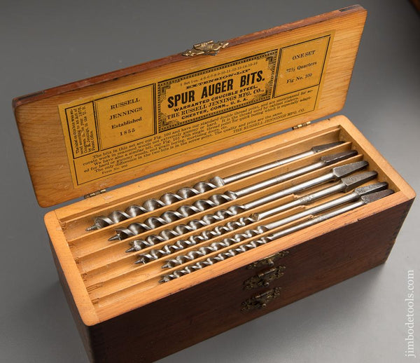 EXTRA FINE Complete Set of 13 RUSSELL JENNINGS Auger Bits in Original 3 Tiered Box - 88315