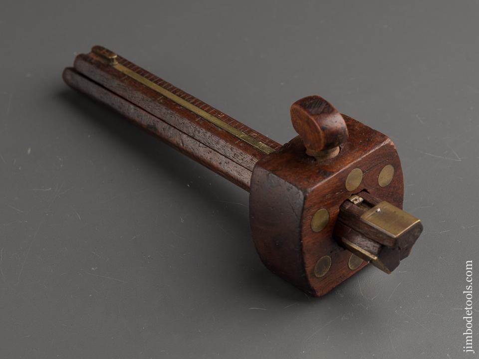 Eight inch SHOLL Patent March 8, 1864 Triple Beam Mahogany & Brass Marking Gauge - 88349