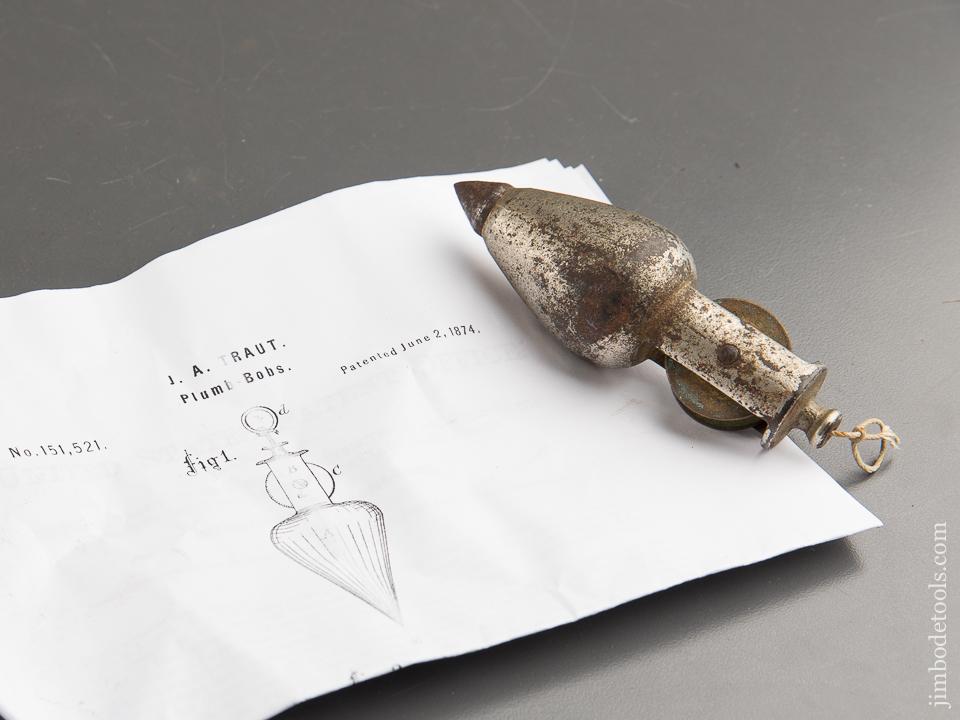 TRAUT Patent June 12, 1874 STANLEY No. 4 Cast Iron Plumb Bob - 88373