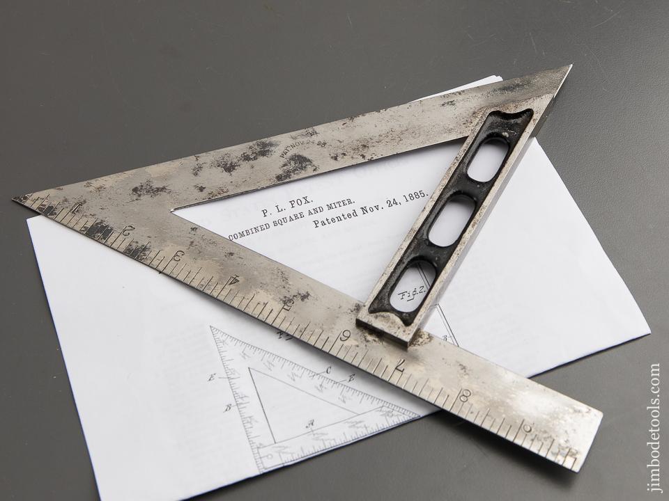 Fox Patent November 24, 1885 Ten inch Try & Miter Square - 88376