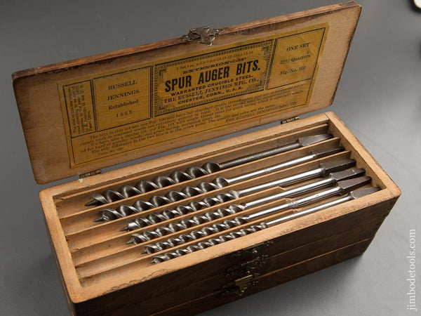 EXTRA FINE! Complete Set of 13 RUSSELL JENNINGS Auger Bits in Original 3 Tiered Box - 88549