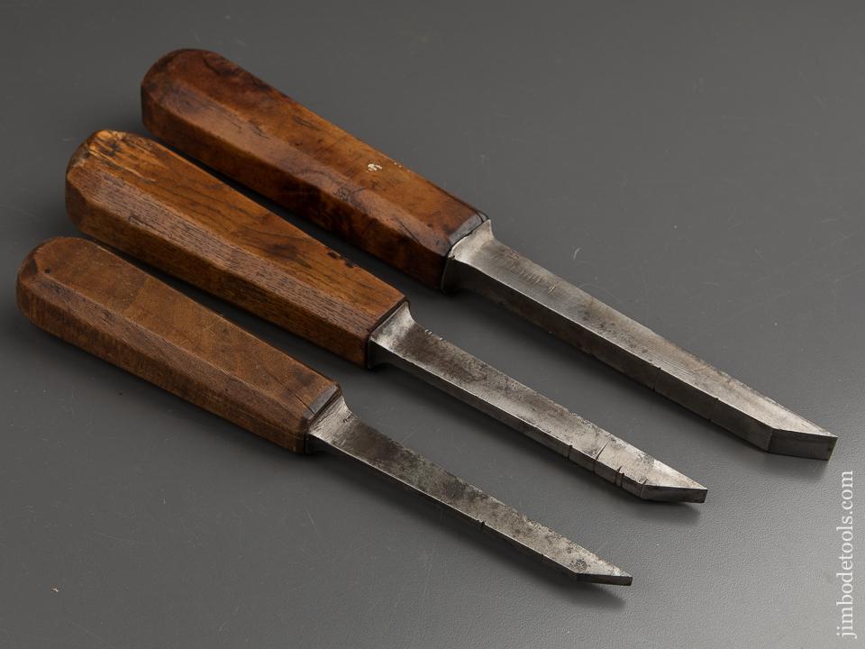 Great Set of Three French Pig Sticker Mortise Chisels - 88553