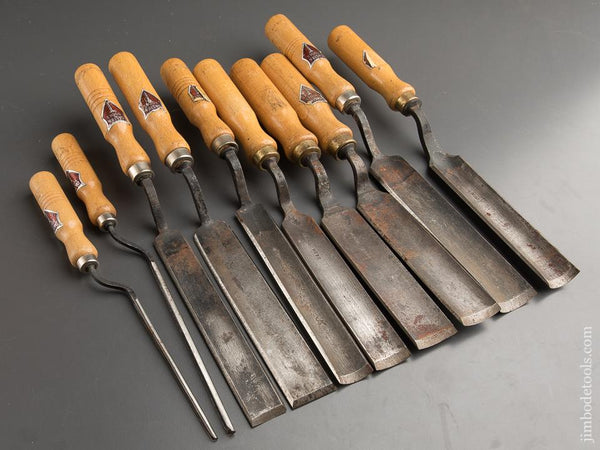 Great Set of Ten DASTRA TOOLS Pattern Maker's Crank Neck Gouges with Decals UNUSED! - 88710