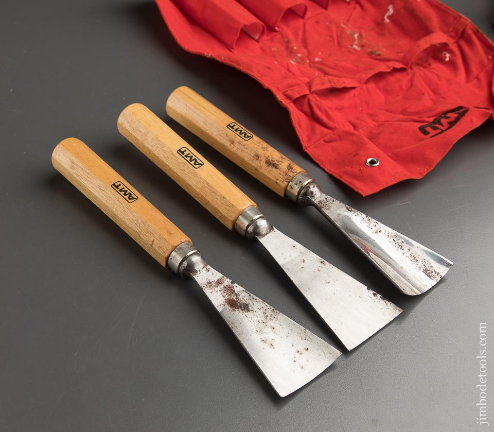 Set of Three MONSTER Carving Gouges by AMT in Original Roll - 88713