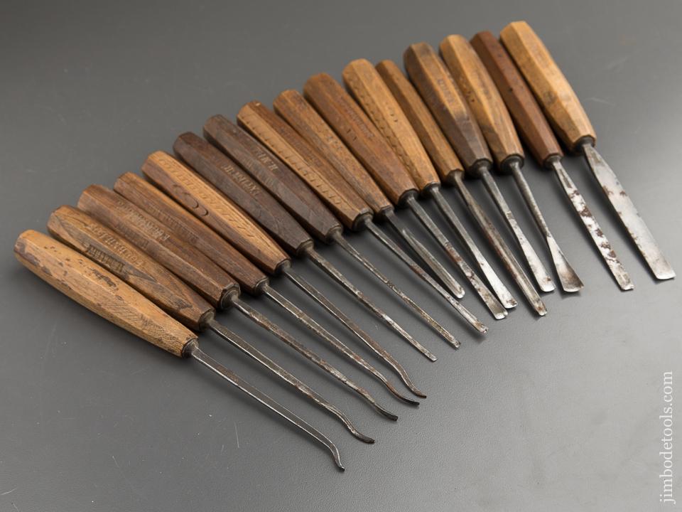 Wonderful Set of Sixteen I&H SORBY Early Carving Chisels - 88727