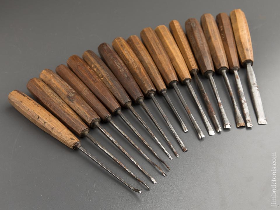 Wonderful Set of Sixteen I&H SORBY Early Carving Chisels - 88727