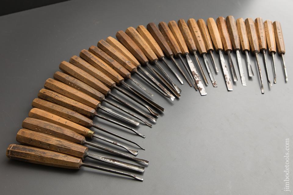 Wonderful Set of 31 HENRY TAYLOR Carving Chisels - 88728