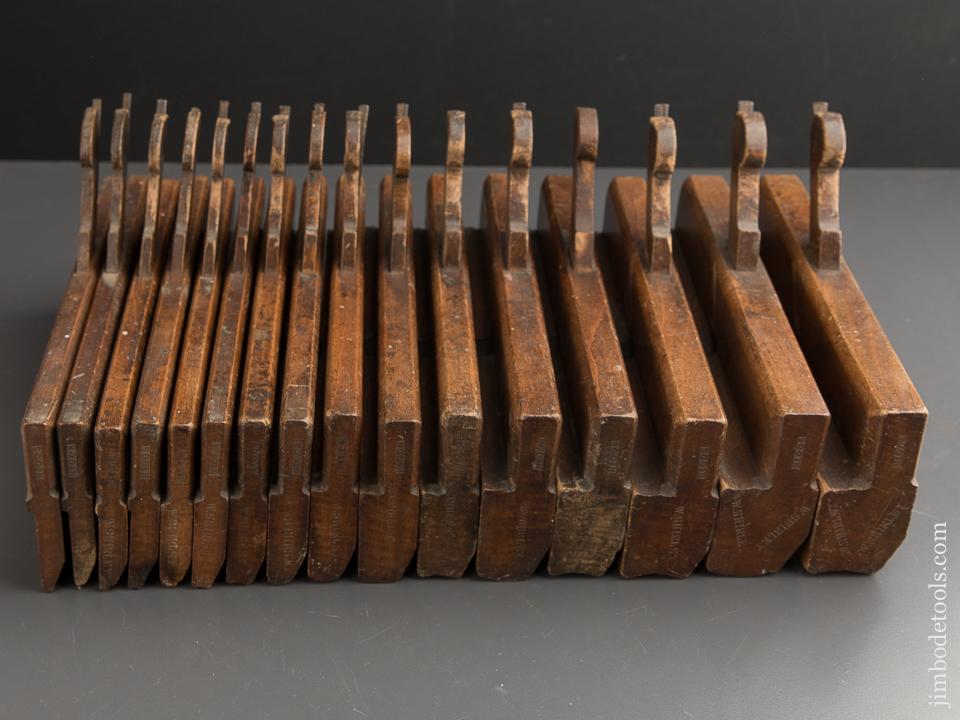 Matched Working Set of 16 Hollows & Rounds Moulding Planes ALL by HIGGS London circa 1785-1828 ODD - 88763