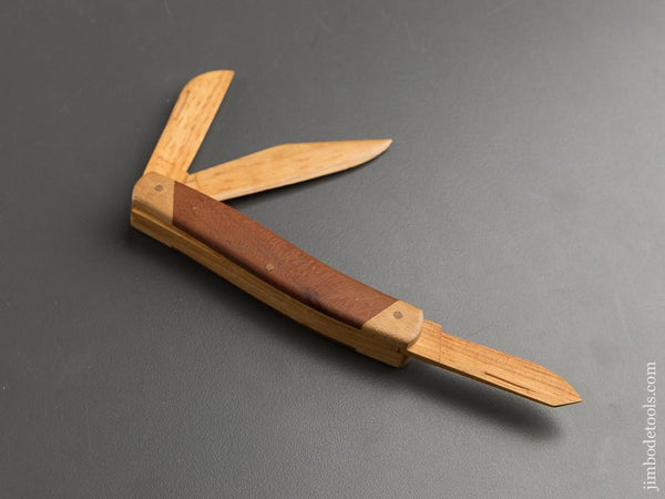 Hand carved Wooden Three Blade Pocket Knife - 88773