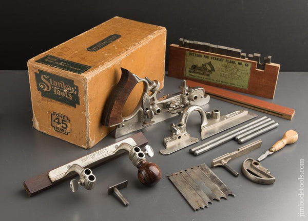 Extra Fine! STANLEY No. 45 Combination Plane 100% COMPLETE in Original Box - 88800